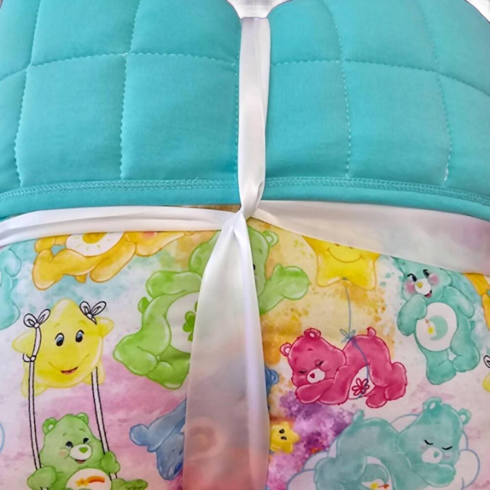 NEW CHARLIES PROJECT kid's love a lot reversible bamboo blanket in blue multi